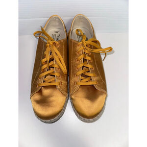 Women's TOMS Gold Satin Espadrille Sneakers US 7 with Beige Jute Sole